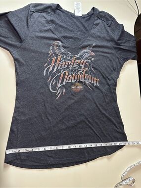 Harley-Davidson Dark Charcoal V-Neck Tee with Orange Accent Logo